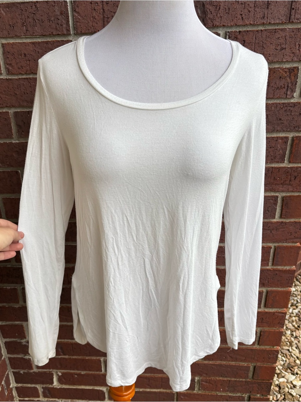 Halogen White Scoop Neck Long-Sleeve Top